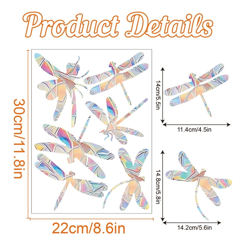 Rainbow suncatcher window stickers featuring cat and butterfly designs.