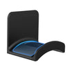 A black universal wall-mounted headphone holder with a blue illuminated cradle.