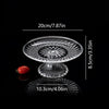 Clear acrylic serving plates for desserts salads and everyday entertaining shown with dimensions.