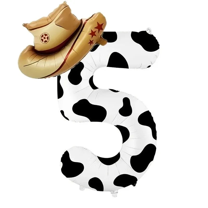 40-Inch Cowboy Cow Number Foil Balloon Set