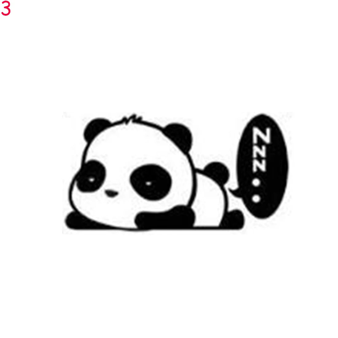A black and white cartoon panda face with a speech bubble containing Zzz.