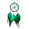 Handmade boho feather dream catcher wall decor with green feathers and beaded hoop