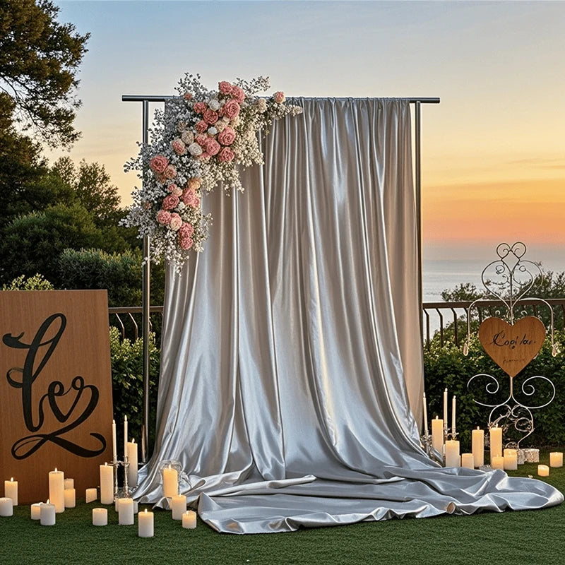 Elegant Satin Backdrop Curtain for Weddings and Events