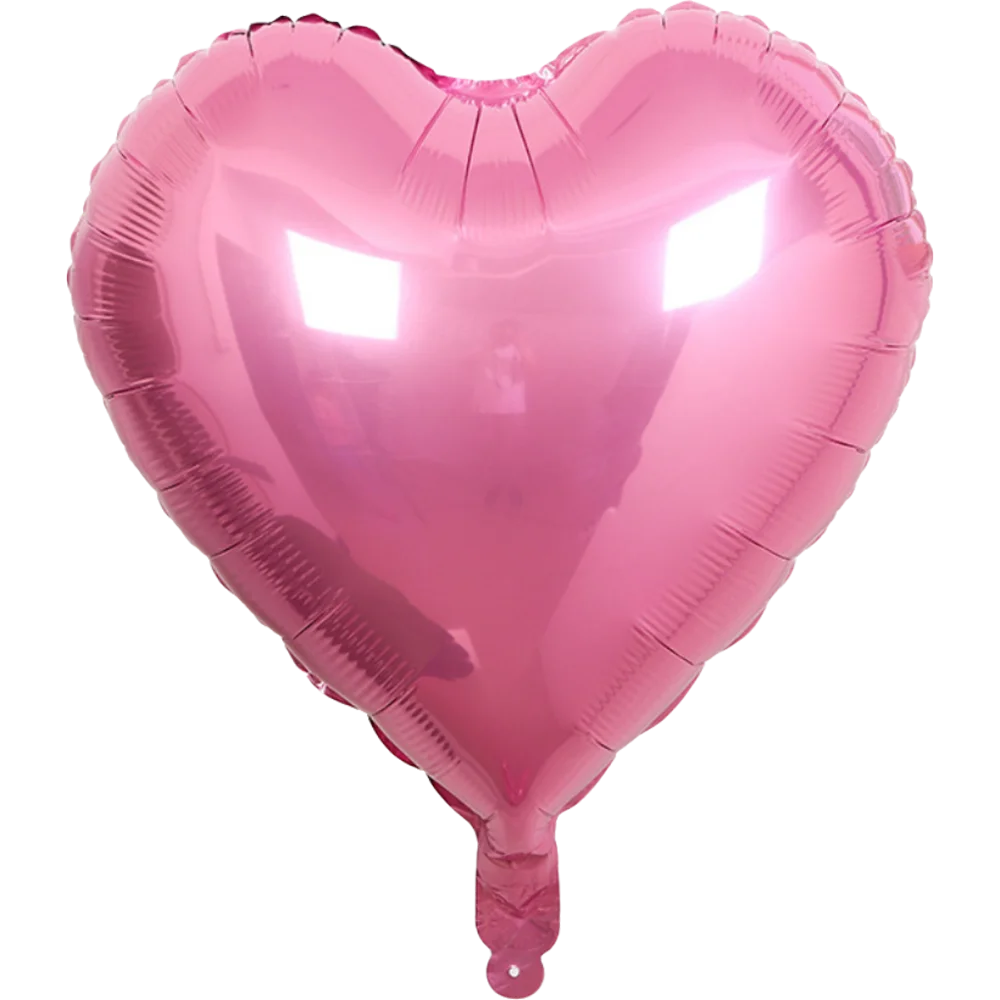 A pink heart-shaped foil balloon with a star design.