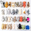 A collection of cute plush animal fridge magnets featuring various animals in different colors and textures.
