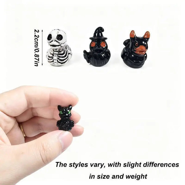 Quirky Mini Resin Duck Figurines with Spooky Designs