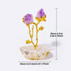 Décor en cristal d'améthyste et d'agate fait main, avec des pointes d'améthyste violettes sur une branche d'or au sommet d'un