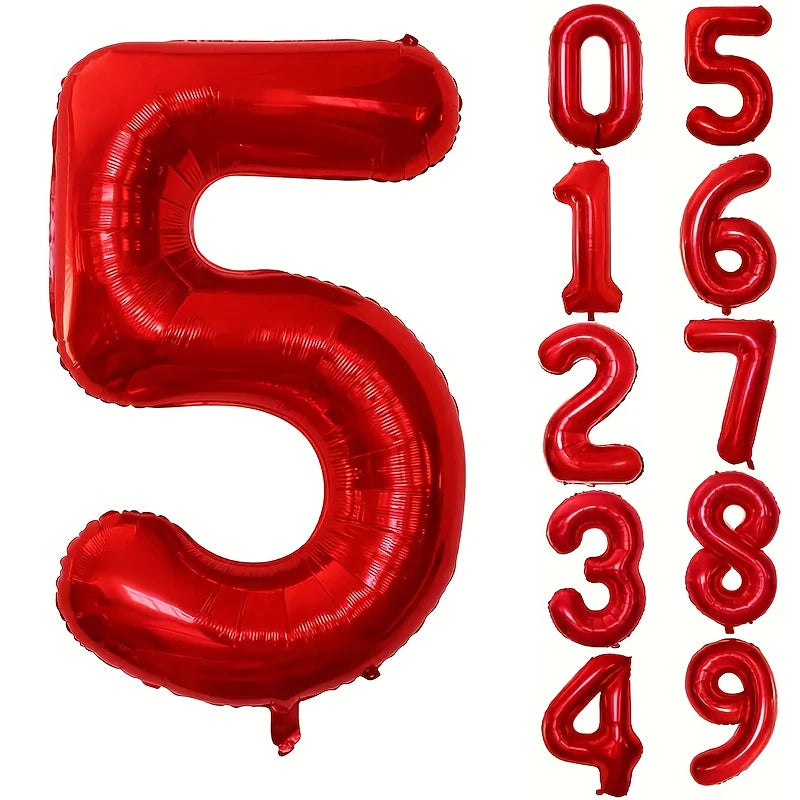Large Red Number Foil Balloon for Birthday and Anniversary Decor