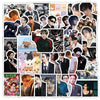 A collage of various K-Pop idol photos used as stickers for luggage and accessories
