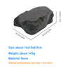 A dark gray resin garden key hiding stone with dimensions 16x10x6.9 cm.