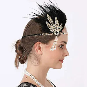 1920s Gatsby Flapper Accessory Set with Headband, Gloves, Pearl Necklace & Cigarette Holder