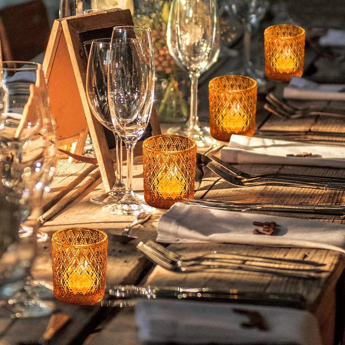 Golden Glass Tealight Candle Holder for Weddings & Home Decor