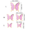 Three butterfly cake toppers in light pink and gold accents, labeled L, M, and S sizes.