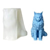 A light blue silicone mold shaped like a sitting cat for DIY crafts.