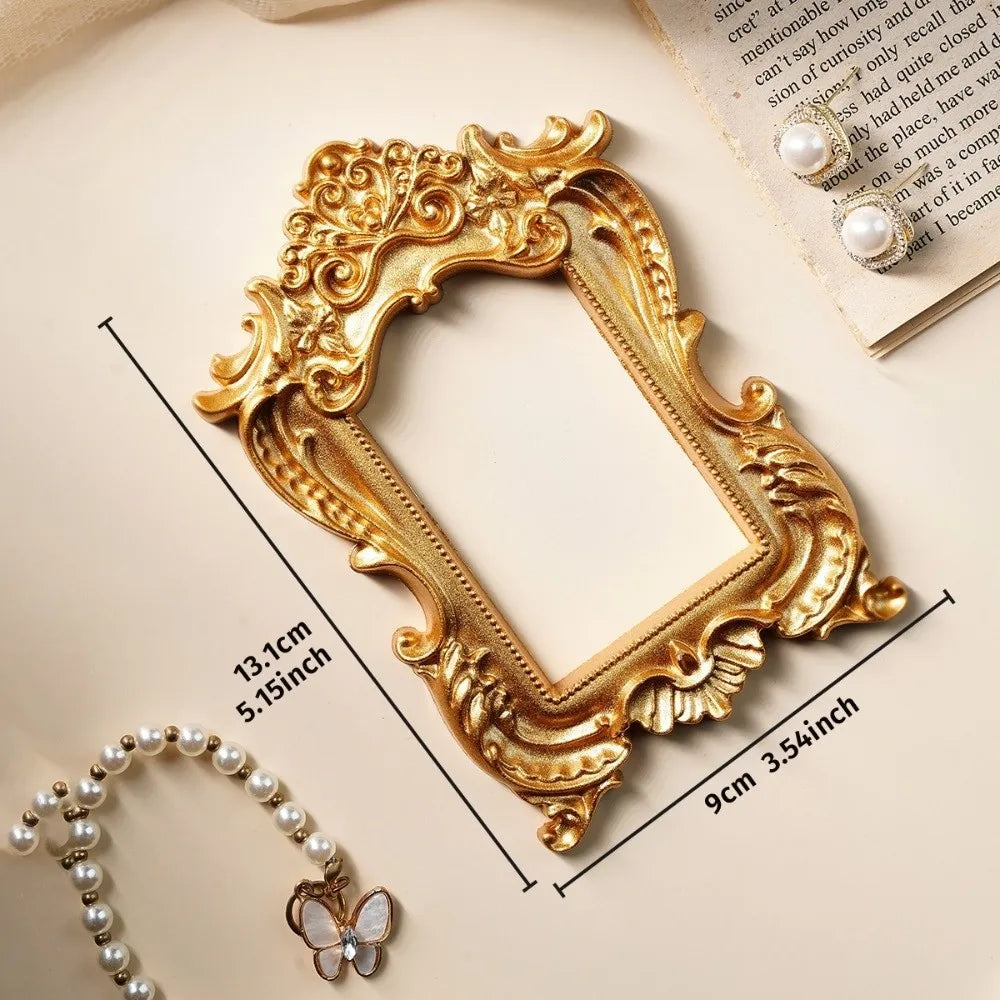 Vintage gold DIY shadow box frame with ornate carvings and pearl accents