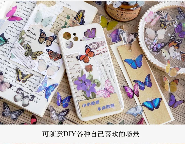A collection of butterfly art collage stickers and decorative elements for scrapbooking