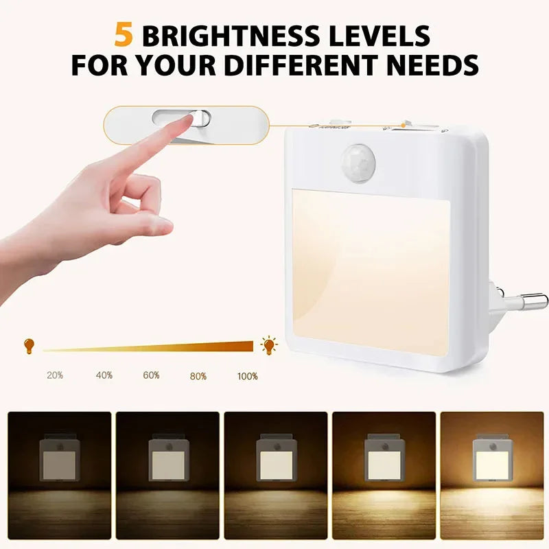 Motion Sensor Night Light with Dimmable Warm LED