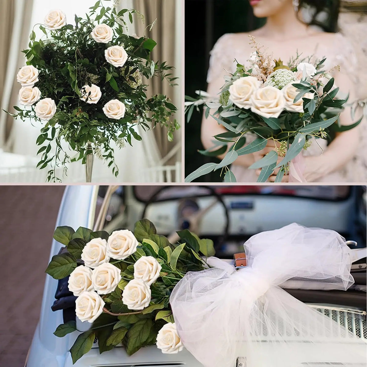 Artificial Foam Roses with Stems for Wedding & Home Décor