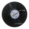 A black decorative vinyl record wall clock showing the time and a record graphic.