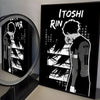 A canvas print featuring the title ITOSHI RIN in a stylized, black and white illustration of a character.