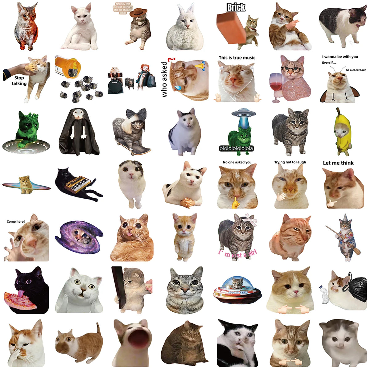A collection of various cat faces and animals used for personalization decals.