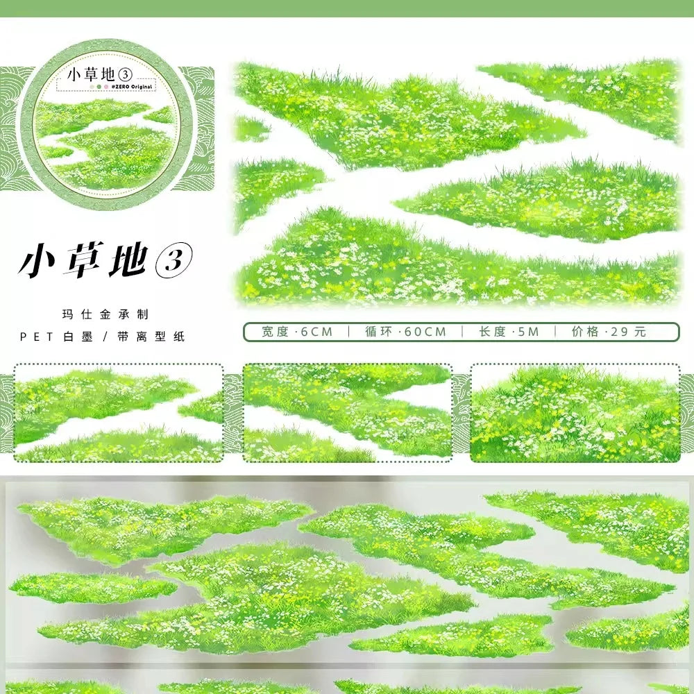Ruban adhésif vert naturel pour le masquage de feuilles, utilisé en jardinage et pour créer des surfaces texturées.