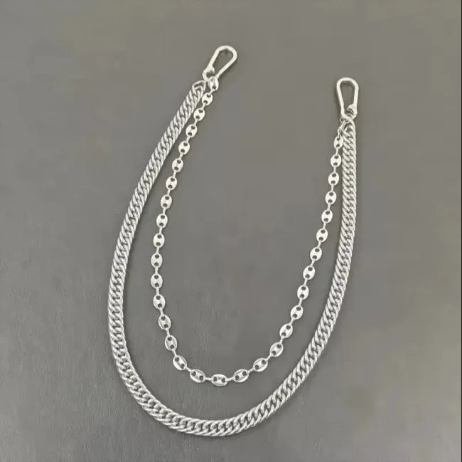 Silver heavy punk rivet biker style chain keychain