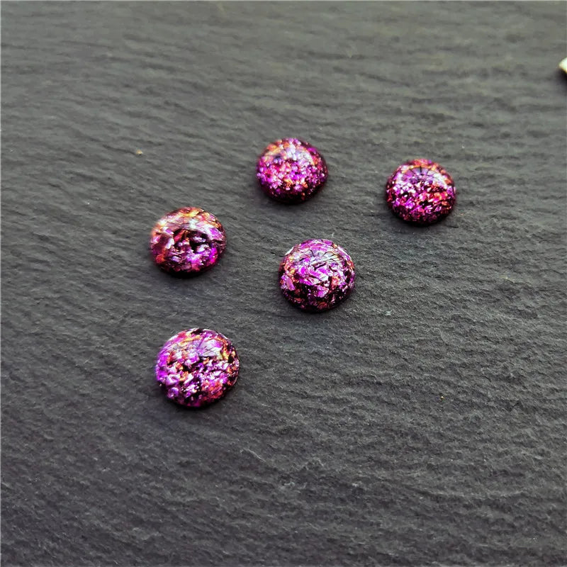 Round Resin Cabochons with Gold Foil for Jewelry Making