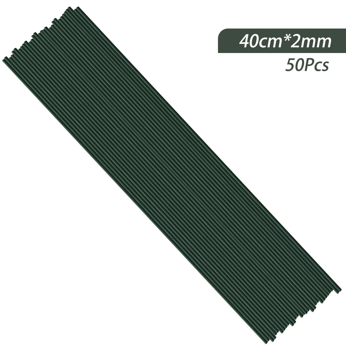 A rectangular strip of artificial green flower stems, 40cm by 2mm, for DIY floral decor.