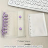 Clear plastic binder cover with purple accents and a white inner page protector for collectibles