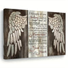 Farmhouse wing wooden frame wall art featuring inspirational text on a rustic wood background