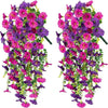 Artificial morning glory hanging vines in shades of purple and pink for floral decor