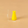 A bright yellow miniature resin vase with a flared opening, shown against a neutral background.