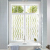 A white vanity with a window featuring a frosted electrostatic film that allows light through while maintaining privacy.