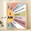Inspirational quote canvas wall art featuring layered pink and beige stripes with words like Brave Kind Doing My Best Stronge