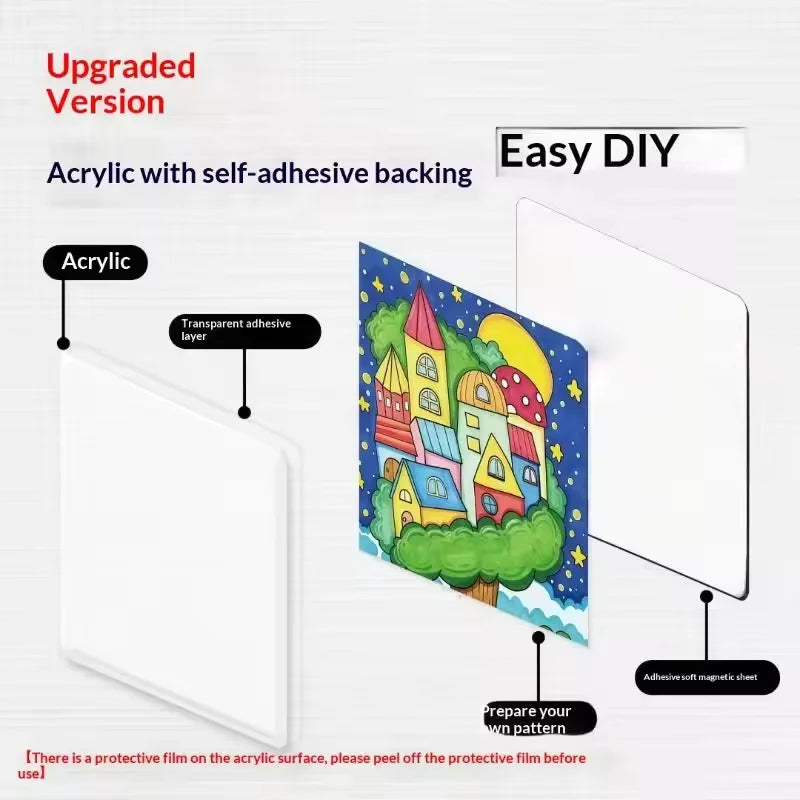 DIY acrylic with self-adhesive backing featuring a colorful castle design for crafting