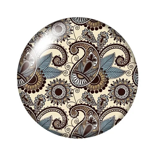 Round Leaf Pattern Flat Back Glass Cabochons for Jewelry Making