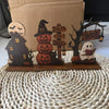 Halloween Spooky Decor Set – Ghost, Pumpkin & Black Cat Wooden Signs
