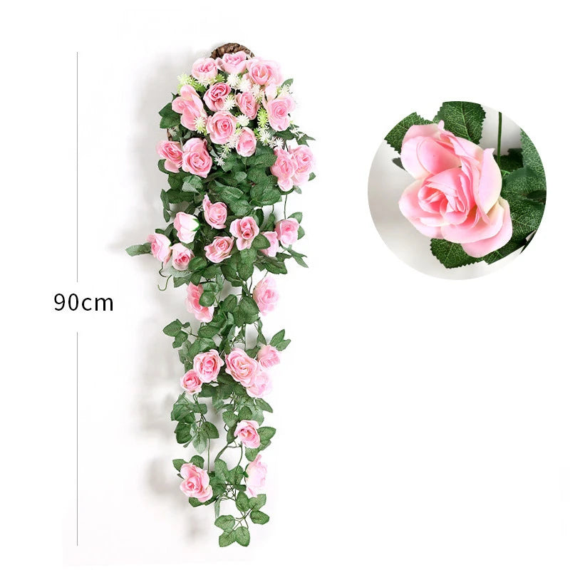 Silk Rose Hanging Vine - Faux Flower Garland for Home Décor