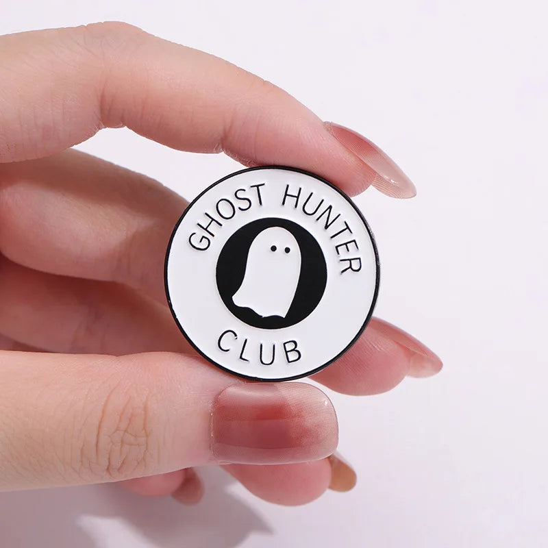 Halloween Enamel Pins Set - Cute Ghost, Black Cat, and Pumpkin Brooches for Kids