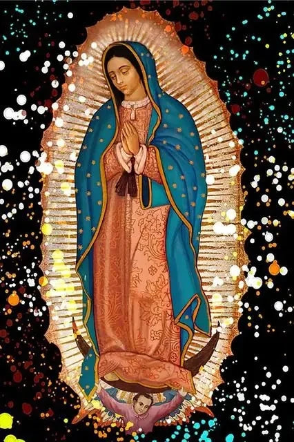 Our Lady of Guadalupe canvas wall art depicting the Virgin Mary in a radiant mandorla