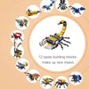 A collection of twelve insect-themed building blocks and models used for a Christmas advent calendar.