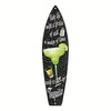 Black wooden wall decor sign featuring text about life with a grain of salt and a wedge of lime and a shot of tequila