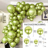 A package of metallic chrome gold balloons for a balloon garland kit showing various sizes and quantities