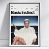 Black and white photo of a woman with light hair wearing a white turtleneck, titled Basic Instinct.