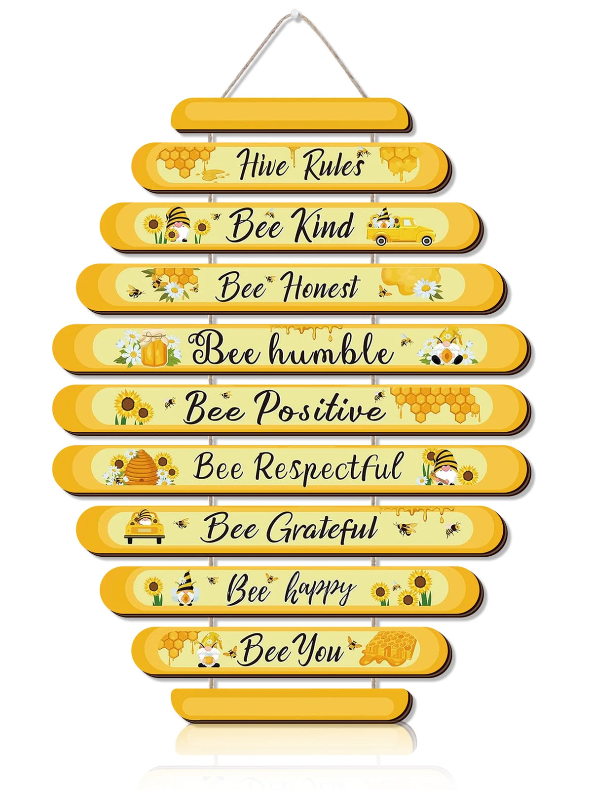 Beehive Rules Wooden Wall Plaque – Farmhouse Decor Sign