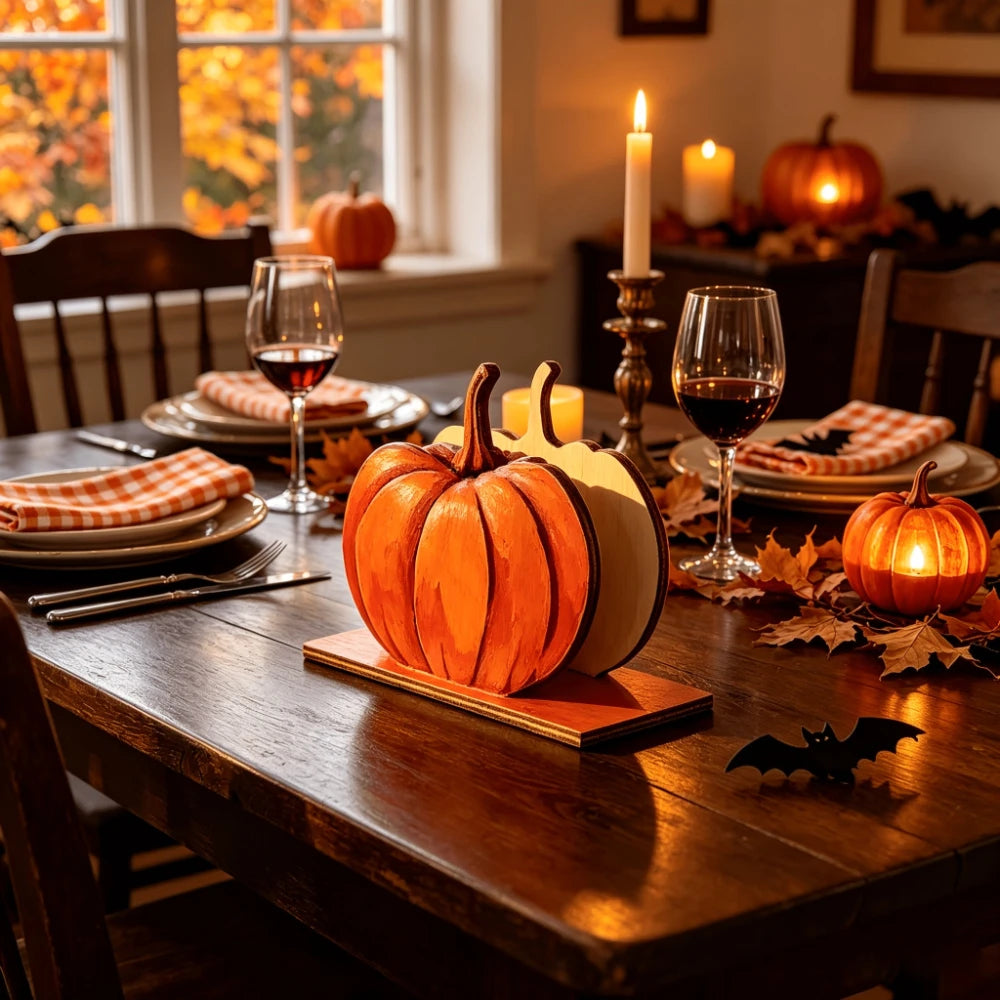 Wooden Pumpkin Napkin Holder for Fall & Thanksgiving