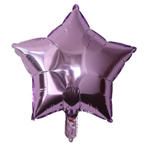 A purple foil star and heart balloon assortment.