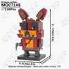 A red and black building block model of a creature, measuring 11.1cm tall.