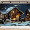 Starry Night Nativity Scene Backdrop for Christmas Celebrations